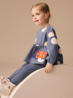 Donkerblauw lieveheersbeestjes - Set met top met peplum en legging met lange mouwen (3mnd-7jr)