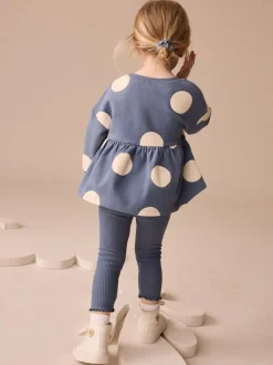 Donkerblauw lieveheersbeestjes - Set met top met peplum en legging met lange mouwen (3mnd-7jr)