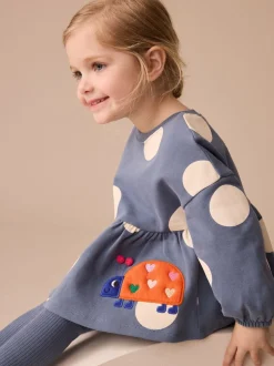 Donkerblauw lieveheersbeestjes - Set met top met peplum en legging met lange mouwen (3mnd-7jr)