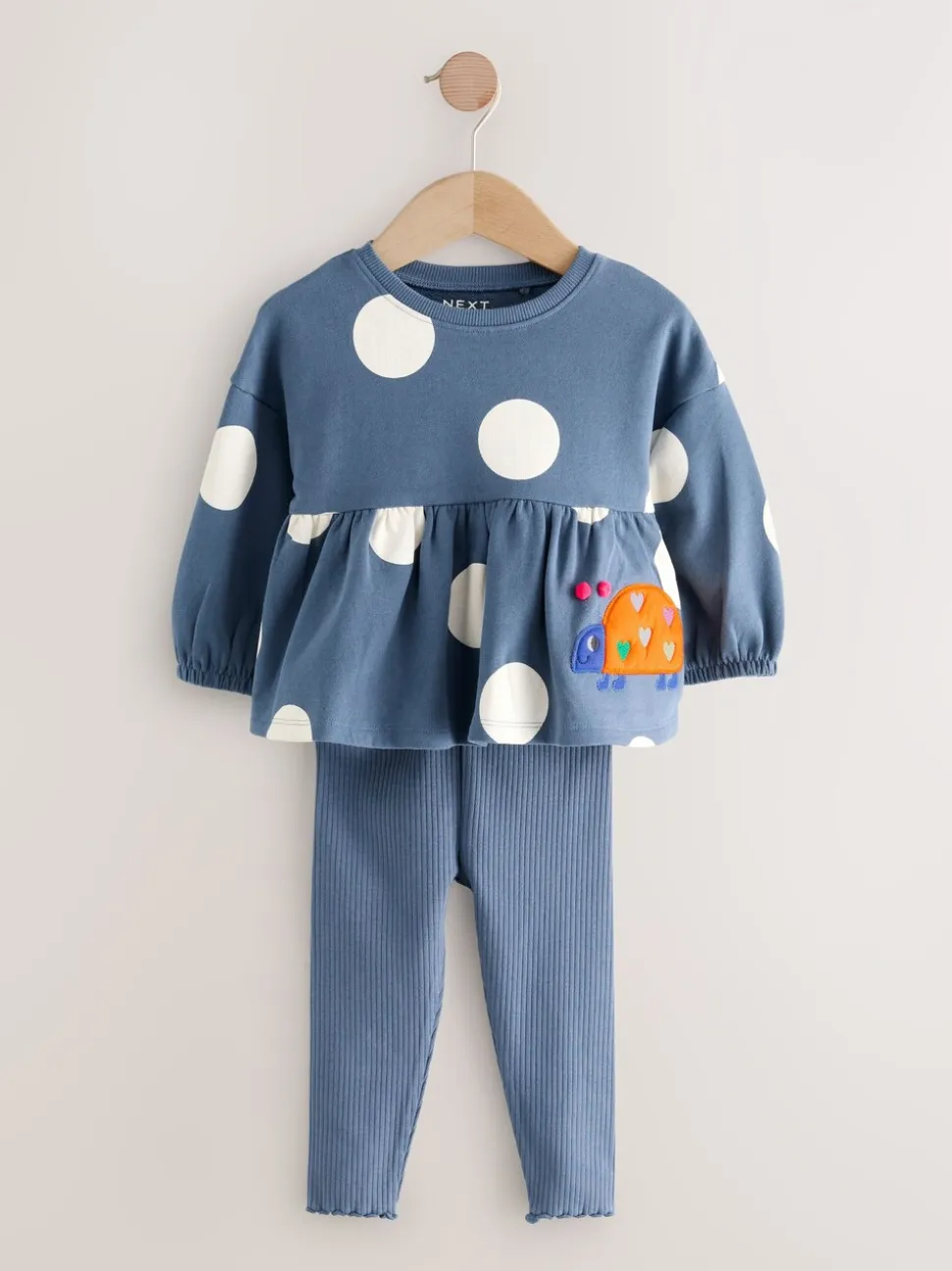Donkerblauw lieveheersbeestjes - Set met top met peplum en legging met lange mouwen (3mnd-7jr)