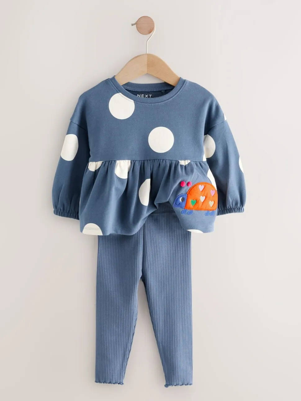 Donkerblauw lieveheersbeestjes - Set met top met peplum en legging met lange mouwen (3mnd-7jr)