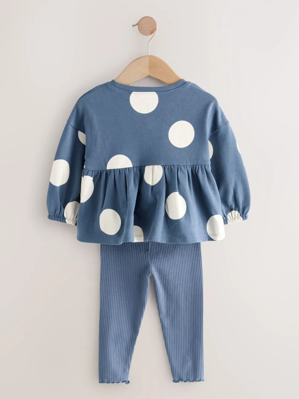 Donkerblauw lieveheersbeestjes - Set met top met peplum en legging met lange mouwen (3mnd-7jr)