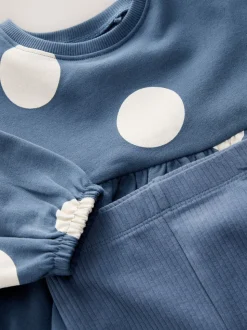 Donkerblauw lieveheersbeestjes - Set met top met peplum en legging met lange mouwen (3mnd-7jr)