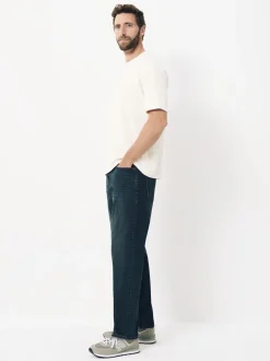 Donkerblauwe wassing - Klassieke stretchjeans met standaard taps toelopende pasvorm