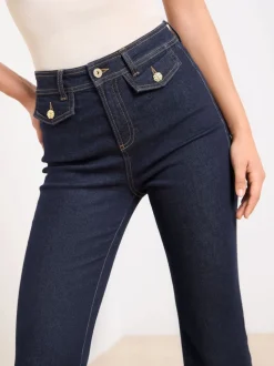 Donkerblauwe wassing - Lipsy Glam jeans met wijde pijpen