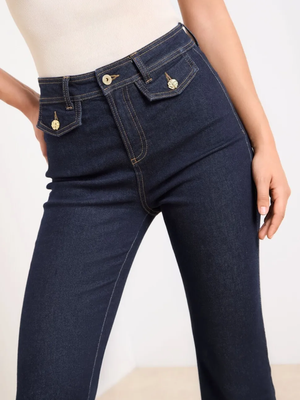 Donkerblauwe wassing - Lipsy Glam jeans met wijde pijpen