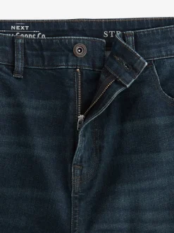 Donkerblauwe wassing - Rechte, klassieke jeans met stretch