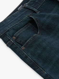 Donkerblauwe wassing - Rechte, klassieke jeans met stretch