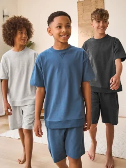 Donkerblauw/grijs - Pyjama met korte pijpen 3 stuks (3-16jaar) (3-16jaar)