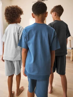 Donkerblauw/grijs - Pyjama met korte pijpen 3 stuks (3-16jaar) (3-16jaar)