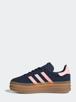 Donkerblauw/roze - adidas Originals Gazelle Bold Lace Junior vetersneakers