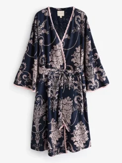 Donkerblauw/roze - Laura Ashley Josette badjas
