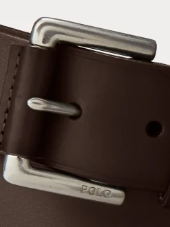 Donkerbruin - Ralph Lauren leren riem met het logo van de polospeler op paard