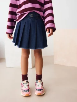 Donkere wassing - Geplooide denim rok (3-16jr)