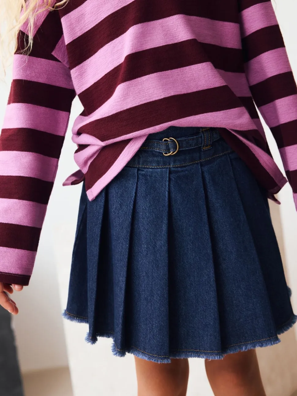 Donkere wassing - Geplooide denim rok (3-16jr)