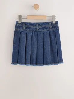 Donkere wassing - Geplooide denim rok (3-16jr)