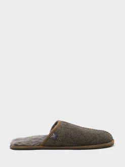 Donkergrijs - Crew Clothing Slip-On Suede Mule Slippers