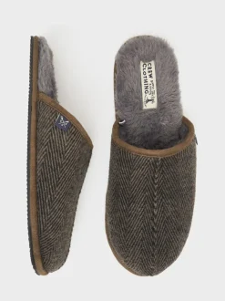 Donkergrijs - Crew Clothing Slip-On Suede Mule Slippers