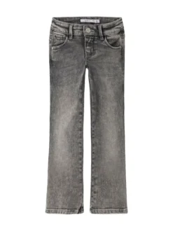 Donkergrijs - Name It flare jeans met verstelbare taille voor meisjes
