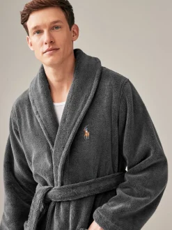 Donkergrijs - Polo Ralph Lauren badjas met sjaalkraag