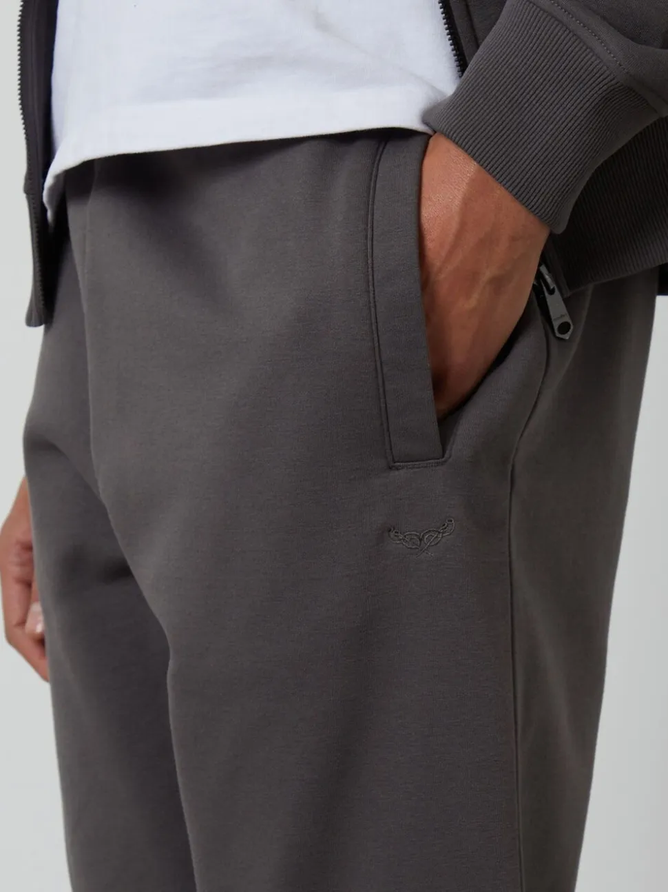Donkergrijs - Threadbare - Katoenen Blend joggingbroek
