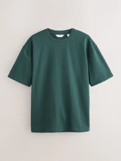 Donkergroen - Relaxed fit - Zwaar T-shirt