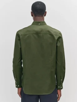 Donkergroen - Slim Fit - Oxford-hemd met lange mouwen
