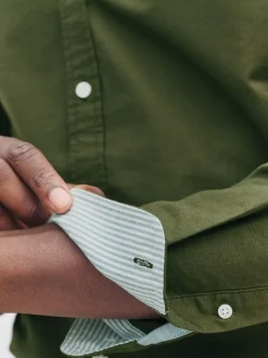 Donkergroen - Slim Fit - Oxford-hemd met lange mouwen