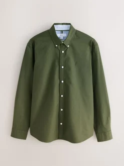 Donkergroen - Slim Fit - Oxford-hemd met lange mouwen