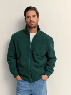 Donkergroen - Volledig doorlopende rits - Borg Fleece