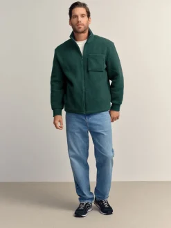 Donkergroen - Volledig doorlopende rits - Borg Fleece