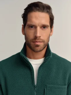Donkergroen - Volledig doorlopende rits - Borg Fleece