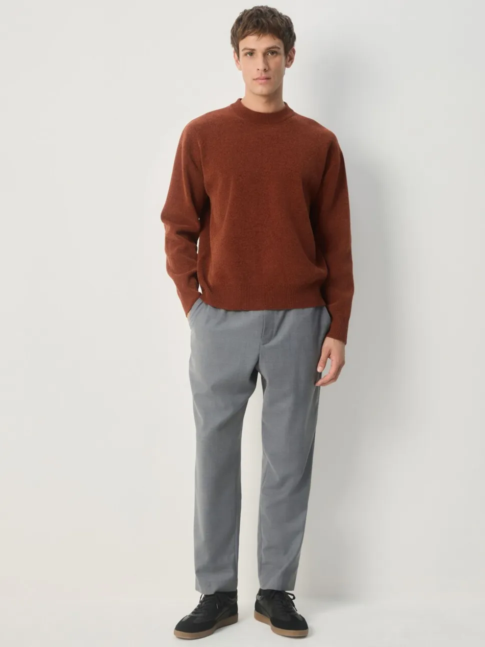 Donkeroranje - Relaxed Fit Plain Chenille Crew Neck Jumper