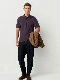 Donkerpaars - Normale Pasvorm - Piqué poloshirt met korte mouwen