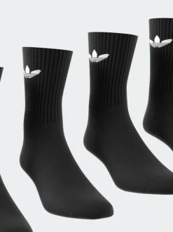 Donkerzwart - adidas Originals verpakking van 6 Trefoil enkelsokken