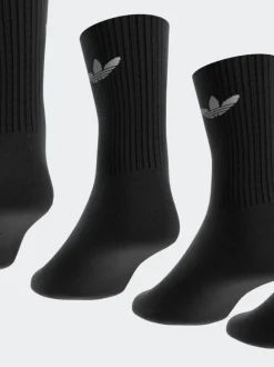 Donkerzwart - adidas Originals verpakking van 6 Trefoil enkelsokken