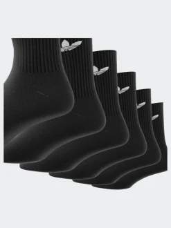 Donkerzwart - adidas Originals verpakking van 6 Trefoil enkelsokken