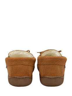 Dunlop heren leren moccasinpantoffels met imitatiebontvoering