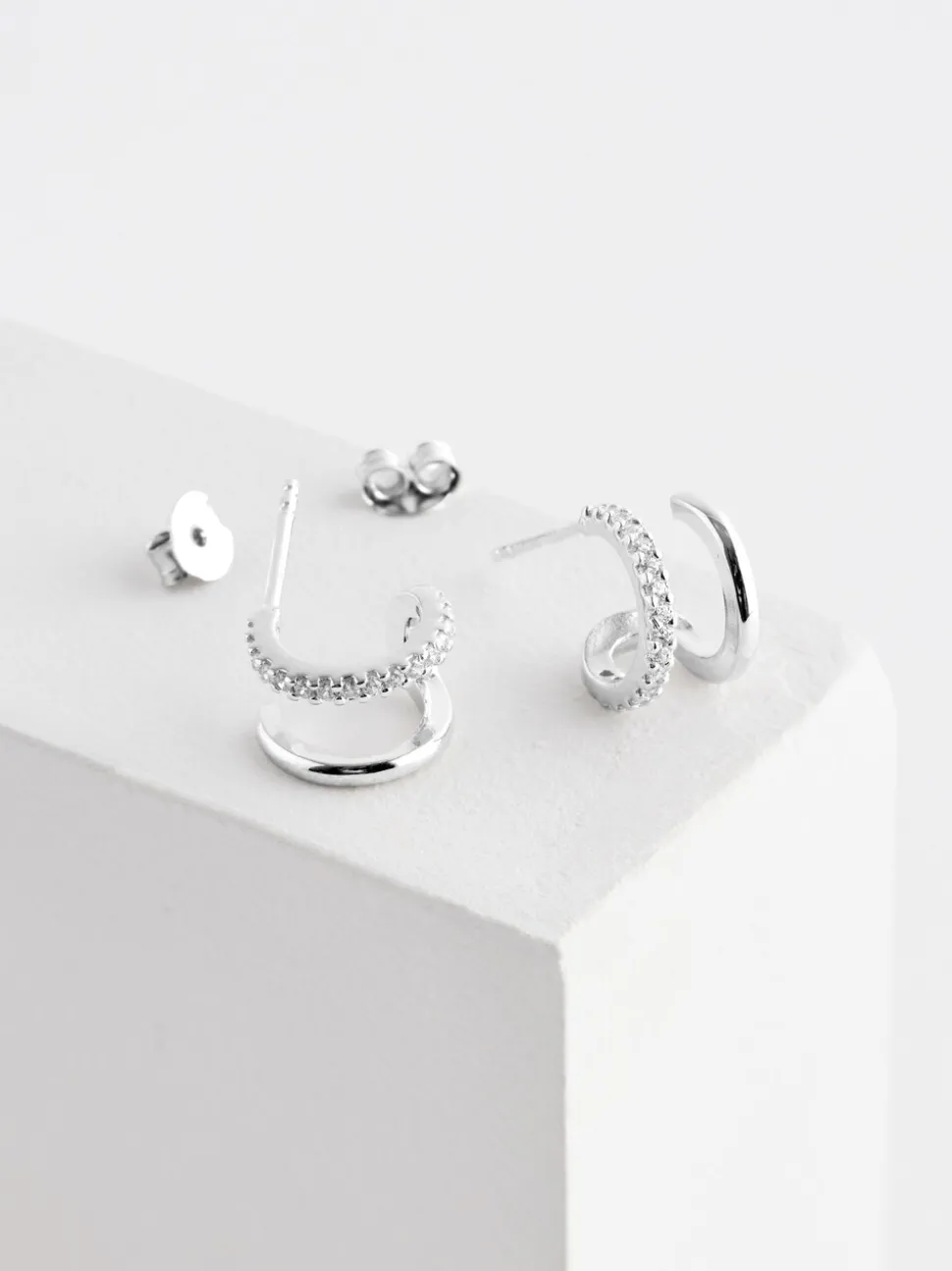Echt zilver - Oorbellen met dubbele ring