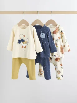 Ecru - 6 -delige set van top met lange mouwen en leggings (0mnd -3jr)