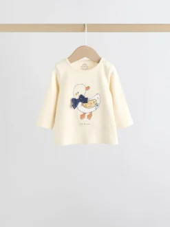 Ecru - 6 -delige set van top met lange mouwen en leggings (0mnd -3jr)