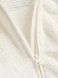 Ecru - All-in-one voor baby's van zachte fleece met capuchon (0mnd-2jr)