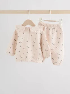 Ecru - Baby doorgestikte Sweatshirt en Broeken Set 2 Pieces (0mnd -2jr)