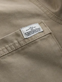 Ecru - Corduroy canvas shacket overshirt met kraag