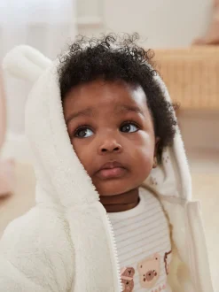 Ecru - Fleece babyjack met capuchon (0mnd-2jr)