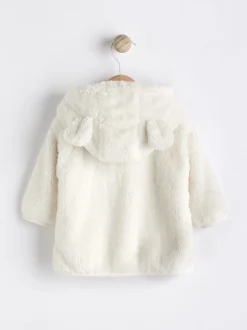 Ecru - Fleece babyjack met capuchon (0mnd-2jr)