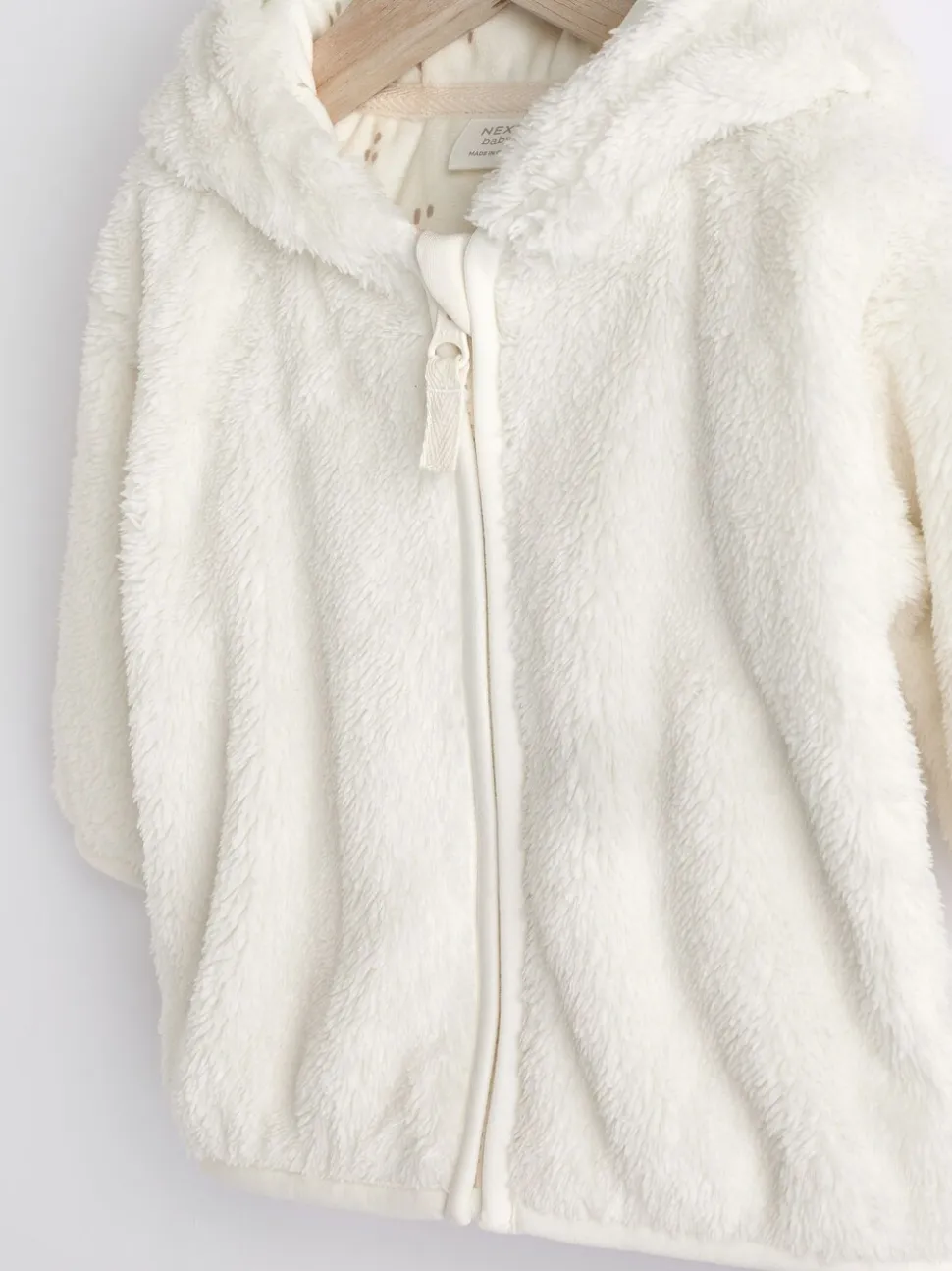 Ecru - Fleece babyjack met capuchon (0mnd-2jr)