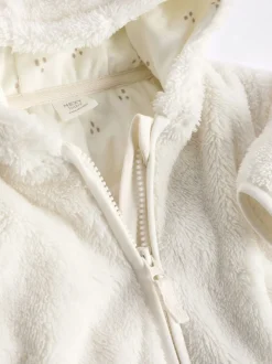 Ecru - Fleece babyjack met capuchon (0mnd-2jr)