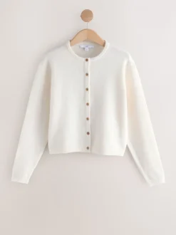 Ecru - Gebreid vest met ronde hals