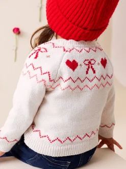 Ecru - Heart Yoke Cardigan (3mths-7yrs)